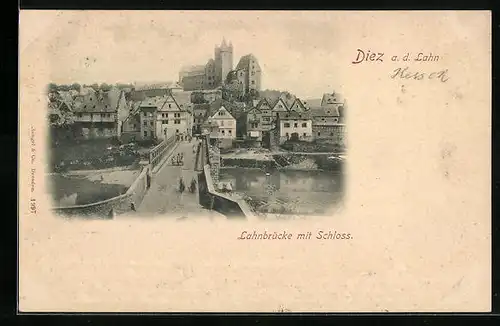 AK Diez /Lahn, Lahnbrücke mit Schloss