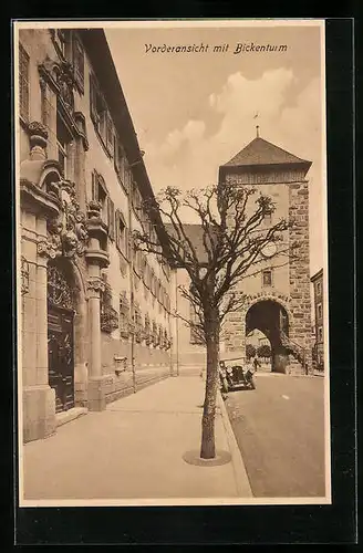 AK Villingen, Lehr- u. Erziehungs-Institut St. Ursula, Vorderansicht mit Bickenturm