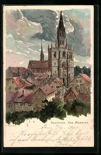 Künstler-AK Carl Biese: Konstanz, Ortspartie mit Münster