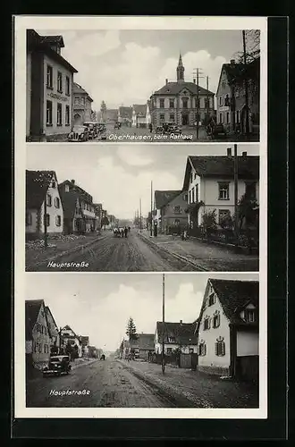 AK Oberhausen, Hauptstrasse, Strassenpartie beim Rathaus