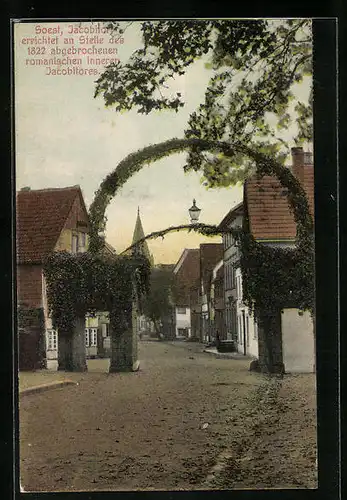 AK Soest, Strassenpartie mit Jacobitor