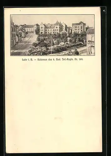 AK Lahr i. B., Kasernen des 8. Bad. Inf.-Rgts. Nr. 169
