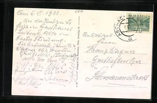 AK Aschach a. D., Teilansicht mit Kirche und Gemeindeamt