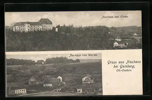 AK Neuhaus b. Geinberg, Ortsansichten von Osten und Westen