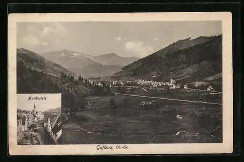 AK Gaflenz, Marktplatz, Totalansicht mit Gebirge