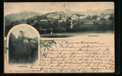 AK Gramastetten, Ortsansicht aus der Ferne, Lichtenhag