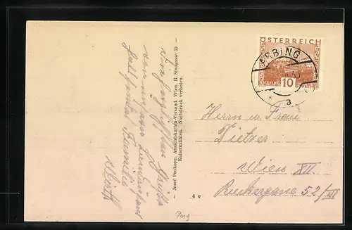 Künstler-AK Arbing, Ortsansicht aus der Vogelschau