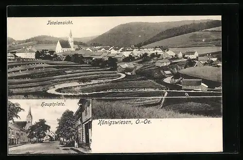 AK Königswiesen, Totalansicht, Strassenpartie am Hauptplatz