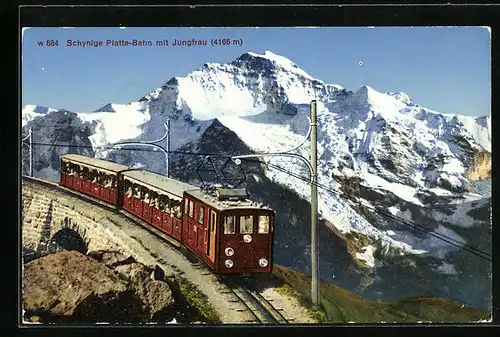 AK Schynige Platte-Bahn mit Jungfrau