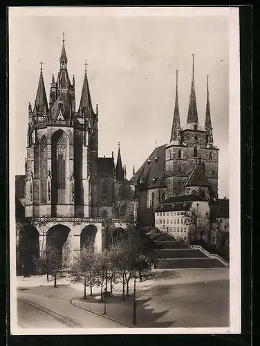Foto-AK Deutscher Kunstverlag, Nr. Er 6: Efurt, Dom und Severkirche vom Friedrich-Wilhelmplatz aus