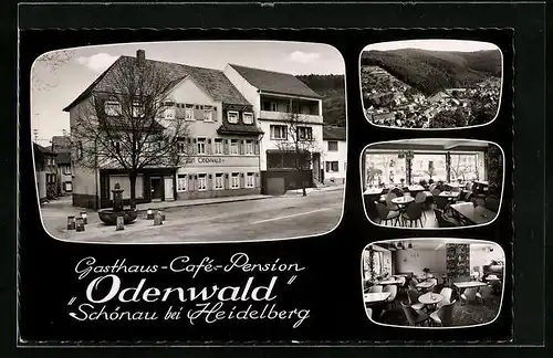 AK Schönau bei Heidelberg, Gasthaus-Café-Pension Odenwald, Innenansichten