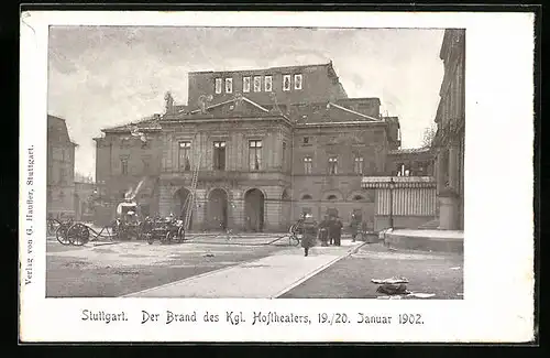AK Stuttgart, Der Brand des Königliches Hoftheaters 1902