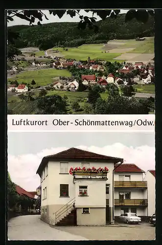 AK Ober-Schönmattenwag /Odenwald, Gasthaus und Pension Heimsbrücke, Teilansicht