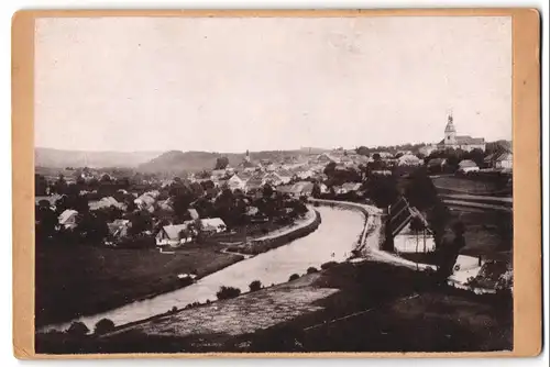 Fotografie Gustav Havelsky, Zamberk, Ansicht Zamberk, Blick auf den Or tmit Blick zur St. Wenzel Kirche, 1898