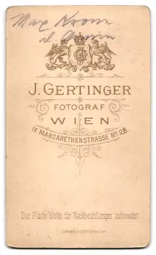 Fotografie J. Gertinger, Wien, Margarethenstr. 28, Portrait Student in vollem Wichs