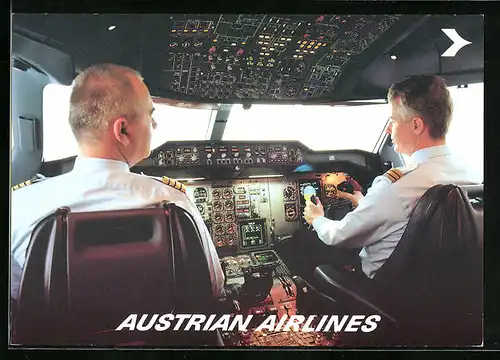 AK Flugzeug der Austrian Airlines, Piloten im Cockpit Airbus A 310-324