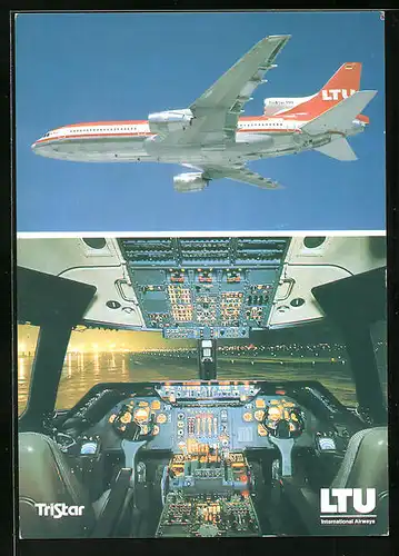 AK Flugzeug der LTU Lockheed TriStar L-1011-500 in der Luft, Cockpit