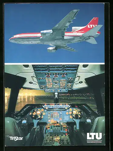 AK Flugzeug der LTU Lockheed TriStar L-1011-500 in der Luft, Cockpit