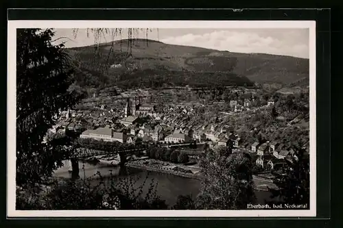 AK Eberbach /Neckartal, Panorama der Stadt am Flusse