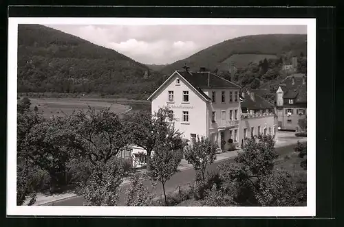 AK Neckarsteinach, Hotel Schwalbennest mit Vierburgenblick