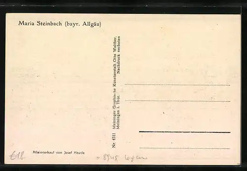 AK Maria Steinbach /bayr. Allgäu, Pfarrkirche im Ortsbild