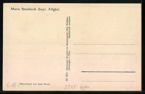 AK Maria Steinbach /bayr. Allgäu, Teilansicht mit Pfarrkirche