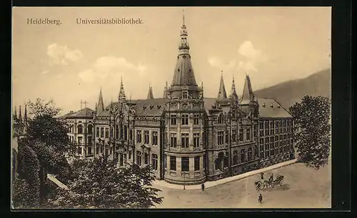 AK Heidelberg, Universitätsbibliothek mit Kutsche