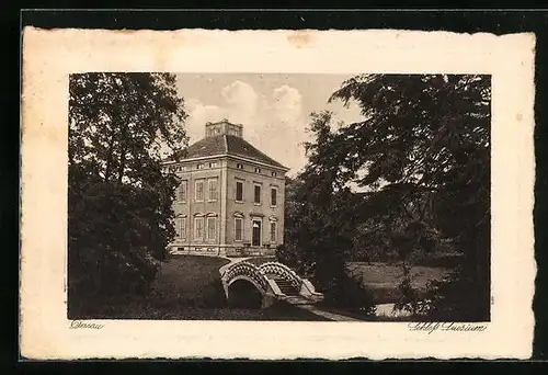 AK Dessau, Schloss Luisium mit Bogenbrücke