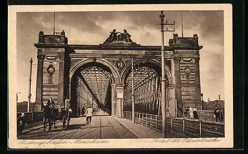 AK Mannheim, Rheinbrücke nach Ludwigshafen