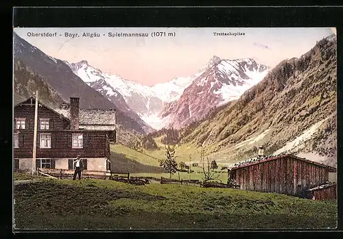 AK Oberstdorf, Teilansicht mit Berglandschaft