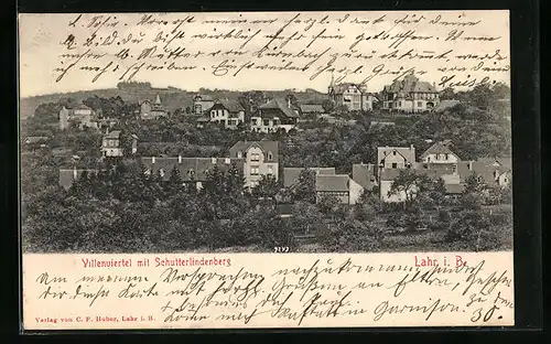 AK Lahr i. B., Villenviertel mit Schutterlindenberg