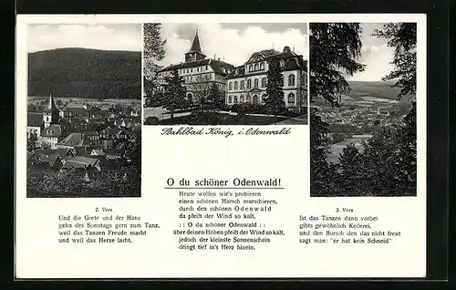 AK König i. Odenw., Ortsansicht mit Umgebung, O du schöner Odenwald!