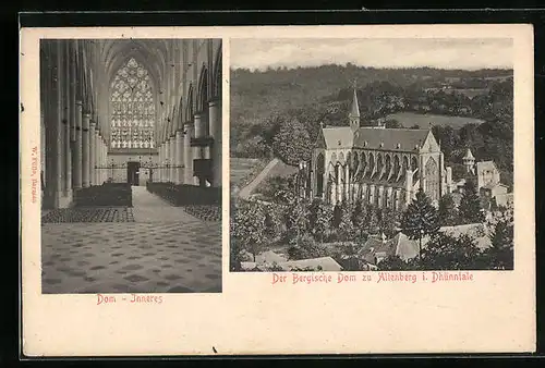 AK Altenberg /Dhünntale, Der bergische Dom aus der Vogelschau und Innenansicht