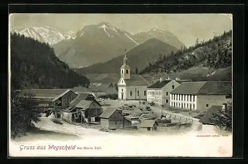 AK Wegscheid, Gesamtansicht mit Kirche im Zentrum