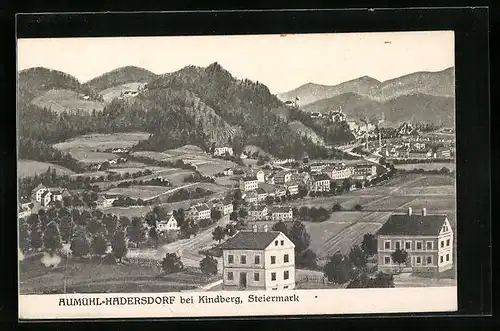 Künstler-AK Aumühl-Hadersdorf, Strasse entlang des Bergfusses