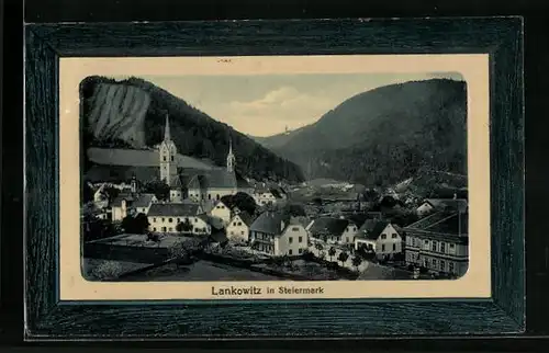 Präge-AK Lankowitz, Ortschaft gegen Berge
