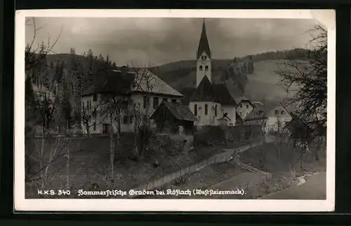AK Graden bei Köflach, Ortsansicht mit Kirche