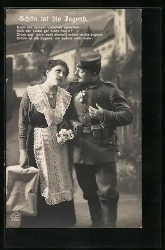 Foto-AK R & K / L: Soldat vermisst seine Jugendliebe