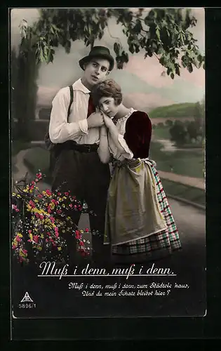 Foto-AK Photochemie Berlin Nr. 5806 /1: Junges Mädchen muss ihren Geliebten verlassen