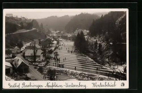 AK Neufelden-Unternberg, Gasthaus Rachinger im Winterbetrieb