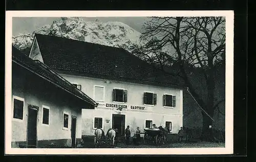 AK Buchau bei St. Gallen, Eisenziehers Gasthof mit Pferdewägen