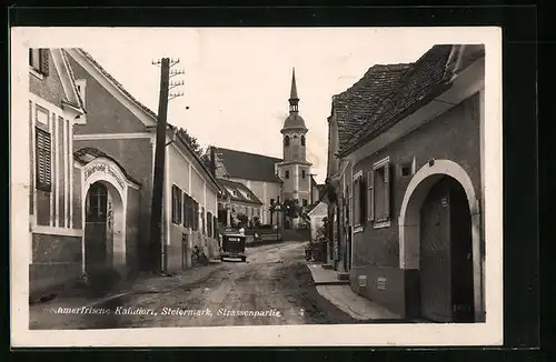 AK Kaindorf, Strassenpartie mit Gasthaus