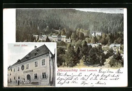 AK Mürzzuschlag, Hotel Adler, Hotel Lambach