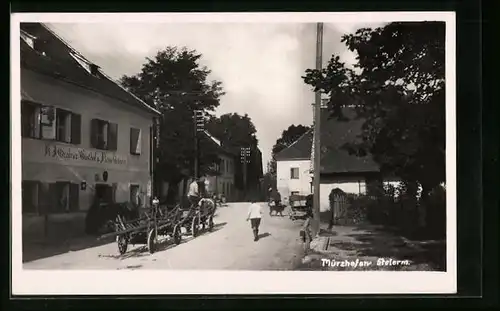 AK Mürzhofen, Strassenpartie mit Grabner`s Gasthof