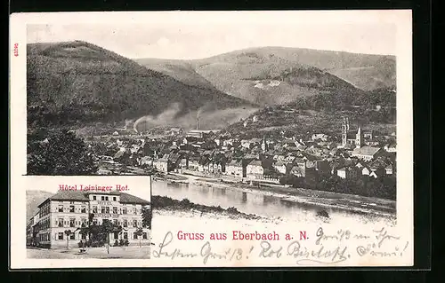 AK Eberbach a. N., Hotel Leininger Hof, Gesamtansicht aus der Vogelschau