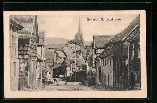AK Erbach i. O., Sophienstrasse mit Fächwerkhäusern