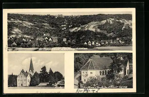 AK Wiflingshausen / St. Bernhardt, Gasthaus zur taube, Kirche, Totalansicht