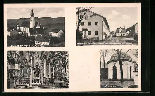 AK Maria-Thalheim, Gasthaus Hans Germeier mit Villa Huber, Erlbrunnen, Innenansicht der Kirche