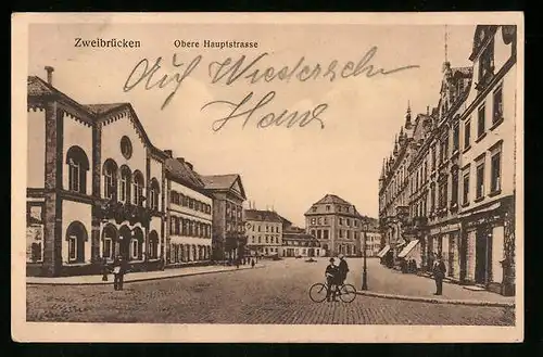 AK Zweibrücken, Passanten in der oberen Hauptstrasse