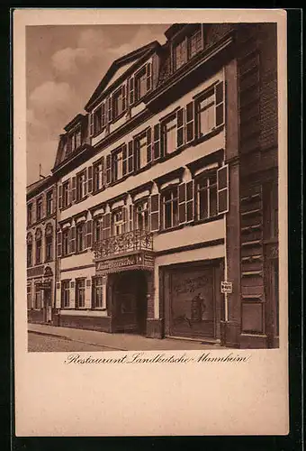 AK Mannheim, Restaurant Landkutsche von der Strasse gesehen, D5 Nr. 3